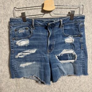 American Eagle Outfitters Women's Ripped Blue Jean Shorts